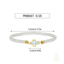 Catholic Town Bracelet with stainless steel cross and 4mm round white beads ( SSBCROSSMWPN-4G )