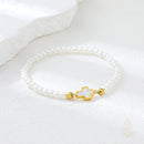 Catholic Town Bracelet with stainless steel cross and 4mm round white beads ( SSBCROSSMWPN-4G )