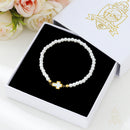 Catholic Town Bracelet with stainless steel cross and 4mm round white beads ( SSBCROSSMWPN-4G )