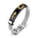 Catholic Town Men's Adjustable Bracelet Cross Stainless Steel Mesh Chain Wrist Band Bracelet