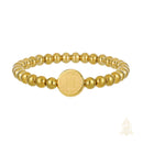 Catholic Town St. Benedict Gold Bracelet – 6mm Stainless Steel Beads | Catholic Protection Medal | Elastic Faith Bracelet (SSBSBFM-G)