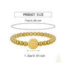 Catholic Town St. Benedict Gold Bracelet – 6mm Stainless Steel Beads | Catholic Protection Medal | Elastic Faith Bracelet (SSBSBFM-G)