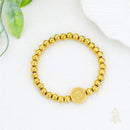 Catholic Town St. Benedict Gold Bracelet – 6mm Stainless Steel Beads | Catholic Protection Medal | Elastic Faith Bracelet (SSBSBFM-G)