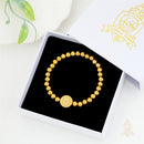 Catholic Town St. Benedict Gold Bracelet – 6mm Stainless Steel Beads | Catholic Protection Medal | Elastic Faith Bracelet (SSBSBFM-G)