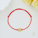 Catholic Town St Benedict inspirational adjustable red cord bracelet, available with Gold or Silver medals