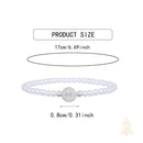 Catholic Town St. Benedict Bracelet with 4mm White Beads – Catholic Elastic Bracelet – Stainless Steel Medal – Gold or Silver