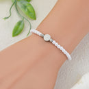 Catholic Town St. Benedict Bracelet with 4mm White Beads – Catholic Elastic Bracelet – Stainless Steel Medal – Gold or Silver