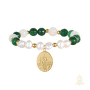 Catholic Town St. Jude Thaddeus Bracelet with Stainless Steel Medal and Pearl beads ( SSBSJT-DGWG )