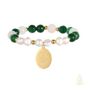 Catholic Town St. Jude Thaddeus Bracelet with Stainless Steel Medal and Pearl beads ( SSBSJT-DGWG )