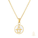 Catholic Town Angel Mother of Pearl Medal Necklace – Stainless Steel Catholic Pendant (Gold & Silver)