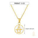 Catholic Town Angel Mother of Pearl Medal Necklace – Stainless Steel Catholic Pendant (Gold & Silver)
