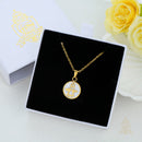 Catholic Town Angel Mother of Pearl Medal Necklace – Stainless Steel Catholic Pendant (Gold & Silver)