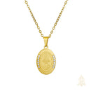 Catholic Town Our Lady of Charity Necklace for Women – Stainless Steel Virgen de la Caridad del Cobre Pendant in Gold or Silver with Crystal Accents