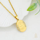 Catholic Town Our Lady of Charity Necklace for Women – Stainless Steel Virgen de la Caridad del Cobre Pendant in Gold or Silver with Crystal Accents