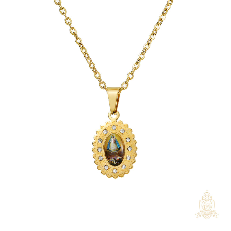 Catholic Town Our Lady of Charity "Virgen de la Caridad del Cobre" Stainless Steel medal with chain (SSPCCP20MCH-G)