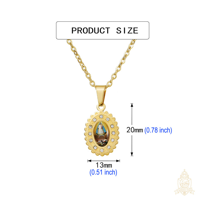 Catholic Town Our Lady of Charity "Virgen de la Caridad del Cobre" Stainless Steel medal with chain (SSPCCP20MCH-G)