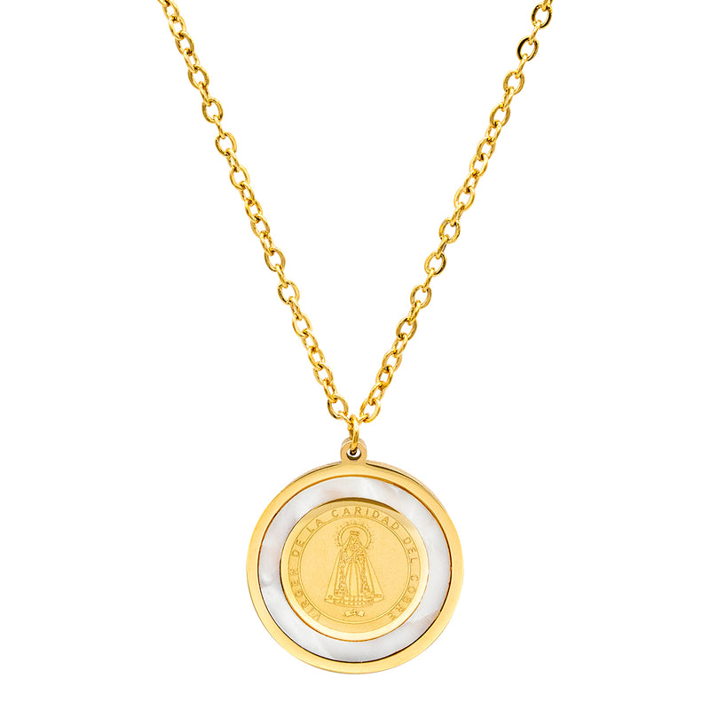 Catholic Town stainless steel Virgen de la Caridad del Cobre Medal Necklace ( Available in Gold and Silver colors )