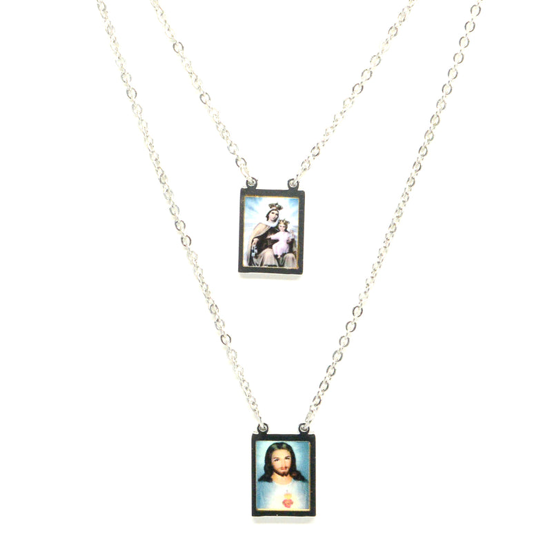 Catholic Town Sacred Heart of Jesus Christian and Our of Lady of Mount Carmel Stainless Steel Scapular ( Available colors: Gold and Silver )