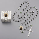 Catholic Town St. Peregrine Catholic Rosary in Black and Green with Silver Metal Keepsake Case (CTRSP46GBB-BGS)