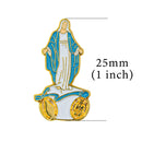 Catholic Town Miraculous Medal Lady of Grace Lapel Pin, Small Gold Tone with Color (VMP-G)