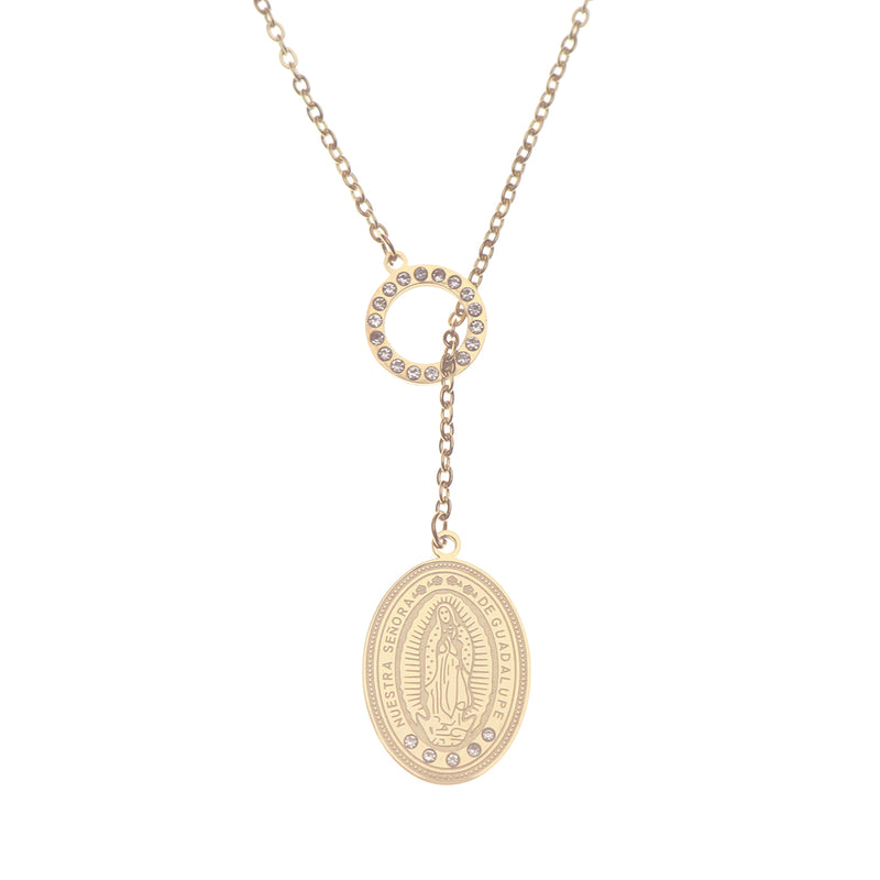 Catholic Our Lady of Guadalupe (Nuestra Señora de Guadalupe) Stainless Steel Pendant with chain (SSPG25MCH-G)