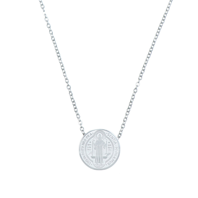 Catholic Saint Benedict Stainless Steel pendant with chain Available in Gold and Silver colors