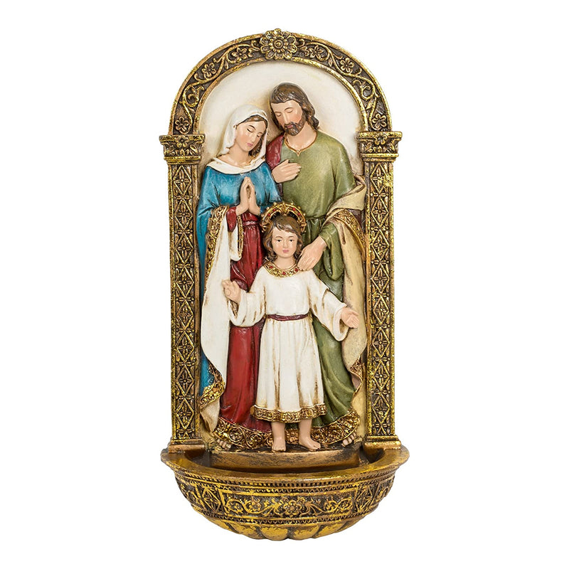 Vibrant Holy Family Gold Filigree 8 x 4 Inch Decorative Hanging Wall Figurine (A-6065047)