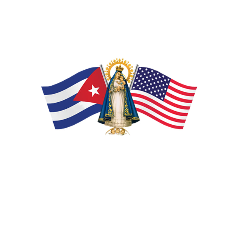 Our Lady of Charity "Virgen de la Caridad del Cobre" Catholic Car Decal Sticker USA and CUBA flags ( CCSTK-4525S )