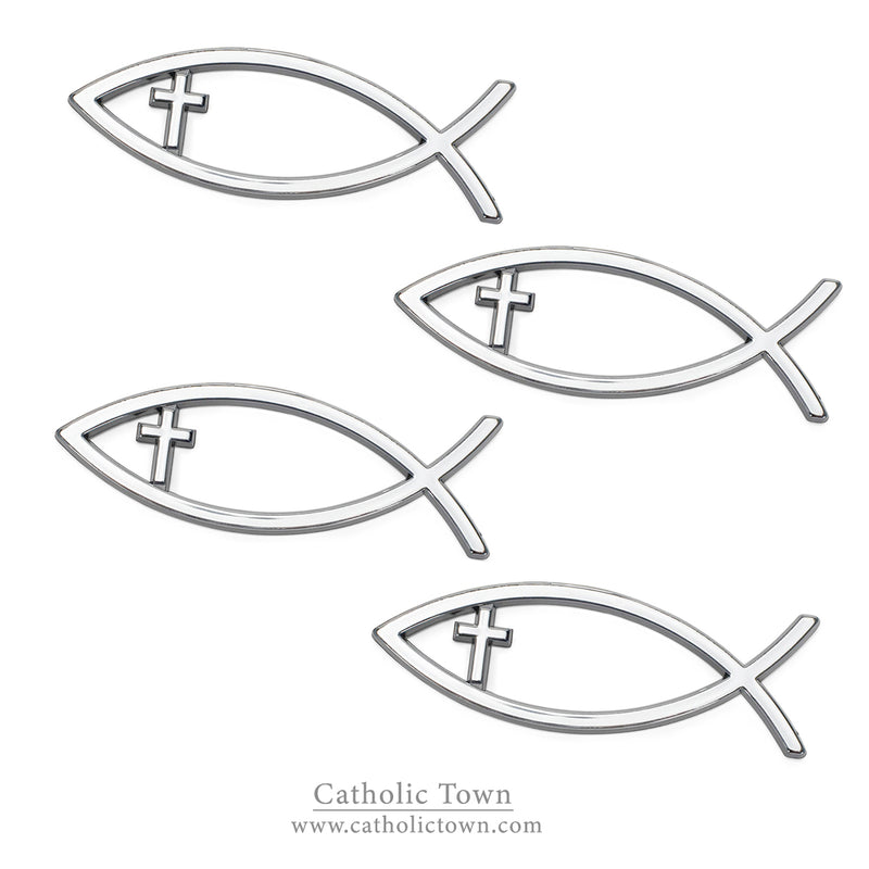 Car Chrome Emblem Jesus Christian Fish Symbol 3D Decal Badge ( CFAEC-S )