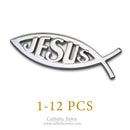 Catholic Town 1-12 Car Chrome Emblem Jesus Christian Fish Symbol 3D Decal Badge ( CFAEJ-S )