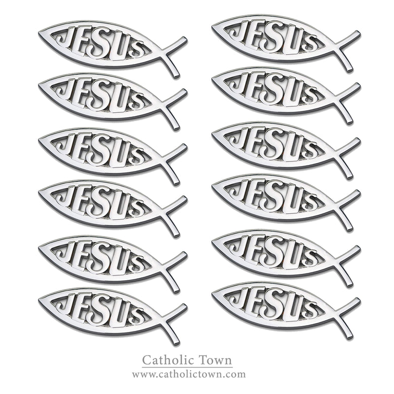 1-12 Car Chrome Emblem Jesus Christian Fish Symbol 3D Decal Badge ( CFAEJ-S )