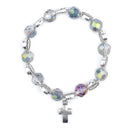 Catholic Town bracelet with Saint Benedict alloy beads and cross ( CTBSBC-CLR )