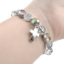 Catholic Town bracelet with Saint Benedict alloy beads and cross ( CTBSBC-CLR )