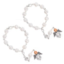 Catholic Town Rose Shape white beads Angel Protector rosary for car truck rearview mirror ( ROSCA-WHT )