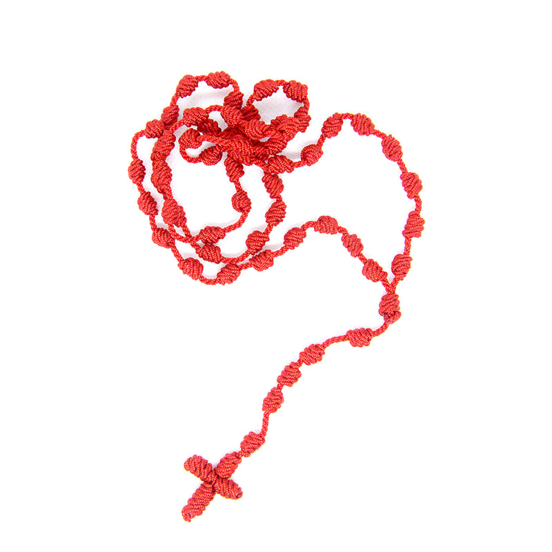 Catholic knotted cord rope rosary available in Brown and Red