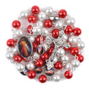 Catholic Town Rosary Necklace with Divine Mercy centerpiece and metal Cross Crucifix  ( ROSGPDM-WR )