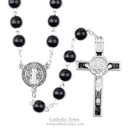 Catholic Town Rosary Necklace Saint Benedict Medal and Cross Crucifix ( Available colors: Black, Blue, Red, White )