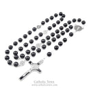 Catholic Town Rosary Necklace Saint Benedict Medal and Cross Crucifix ( Available colors: Black, Blue, Red, White )