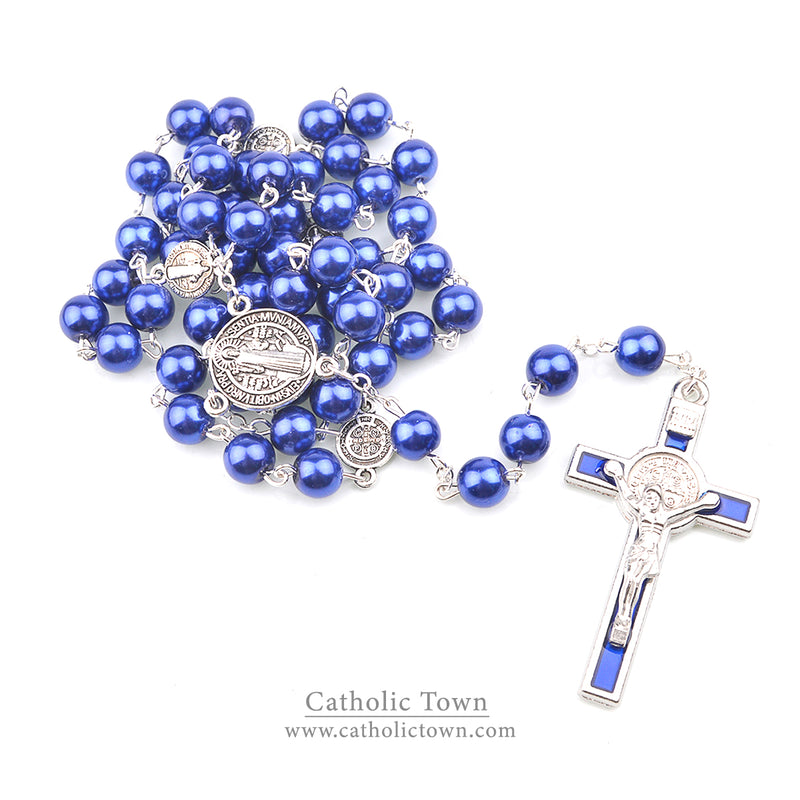 Catholic Rosary Necklace Saint Benedict Medal and Cross Crucifix
