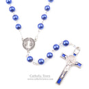 Catholic Town Rosary Necklace Saint Benedict Medal and Cross Crucifix ( Available colors: Black, Blue, Red, White )