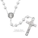 Catholic Town Rosary Necklace Saint Benedict Medal and Cross Crucifix ( Available colors: Black, Blue, Red, White )