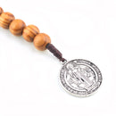 Catholic Town St Benedict Medal 1-Decade Tenner Pocket Rosary with 10mm wood beads ( ROSHSBW-BRN )