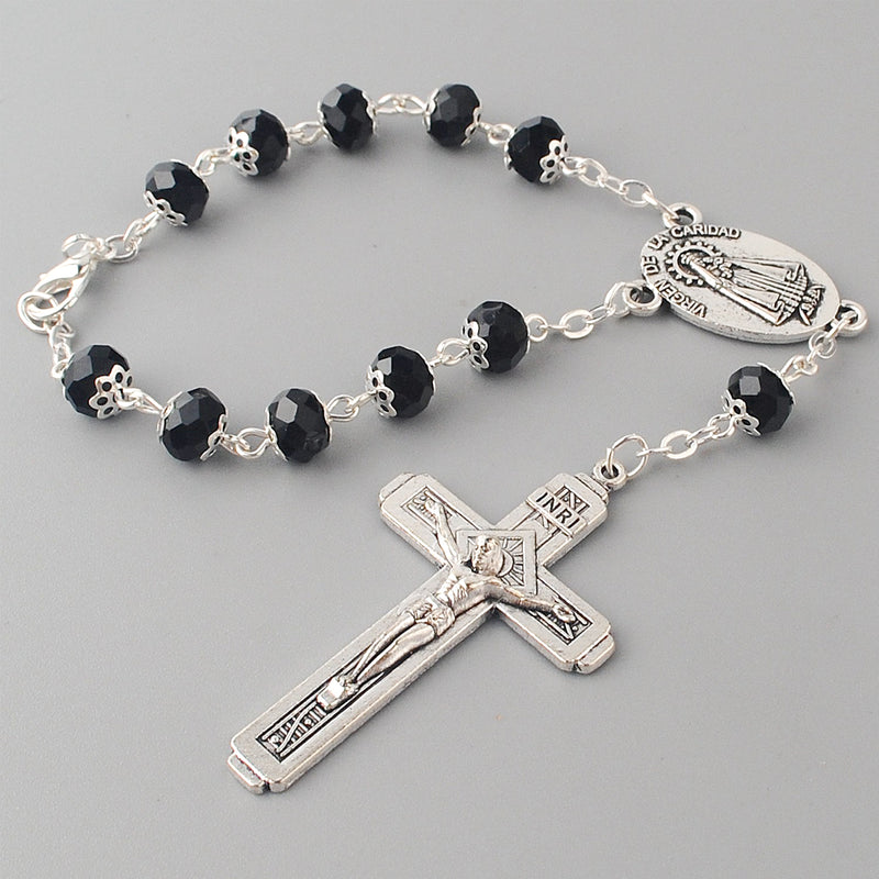 Catholic Our Lady of Charity ( Virgen de la Caridad del Cobre ) decade rosary for car or truck rearview mirror