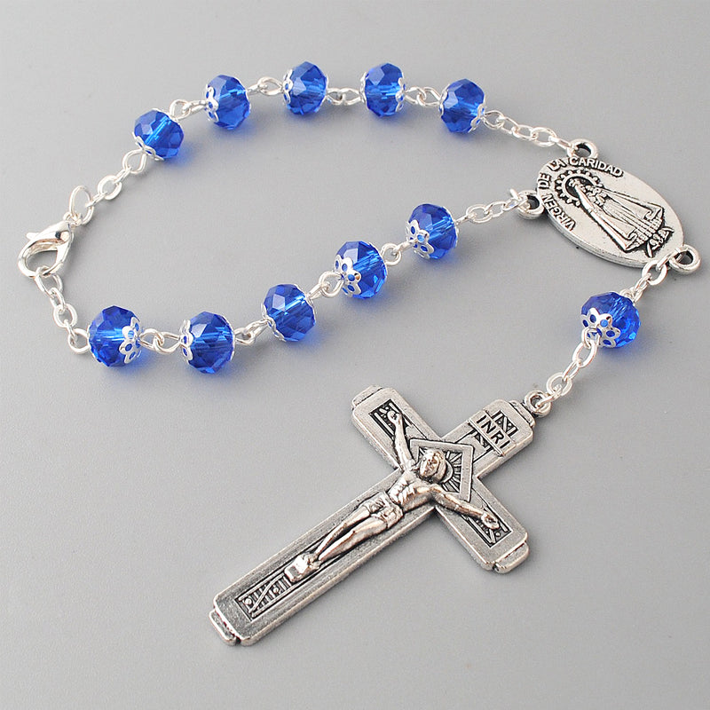 Catholic Our Lady of Charity ( Virgen de la Caridad del Cobre ) decade rosary for car or truck rearview mirror