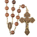 Catholic Town antique bronze rosary Miraculous medal center piece and pardon cross crucifix ( ROSMNWW-BRN )