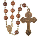Catholic Town antique bronze rosary Miraculous medal center piece and pardon cross crucifix ( ROSMNWW-BRN )