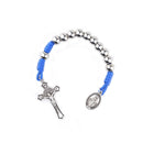 Catholic Town Miraculous Medal 1-Decade Tenner Pocket Rosary with metallic beads and St Benedict cross crucifix ( ROSMTP-BLU )