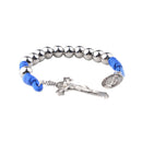 Catholic Town Miraculous Medal 1-Decade Tenner Pocket Rosary with metallic beads and St Benedict cross crucifix ( ROSMTP-BLU )