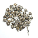 Catholic Town JOB'S TEARS ROSARY for difficult times with Madonna and Child centerpiece and cross crucifix (ROSNS-GREY)