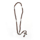 Catholic Town rosary with oval Wooden brown beads and St Benedict centerpiece, Handmade ( ROSSBW-BRN )